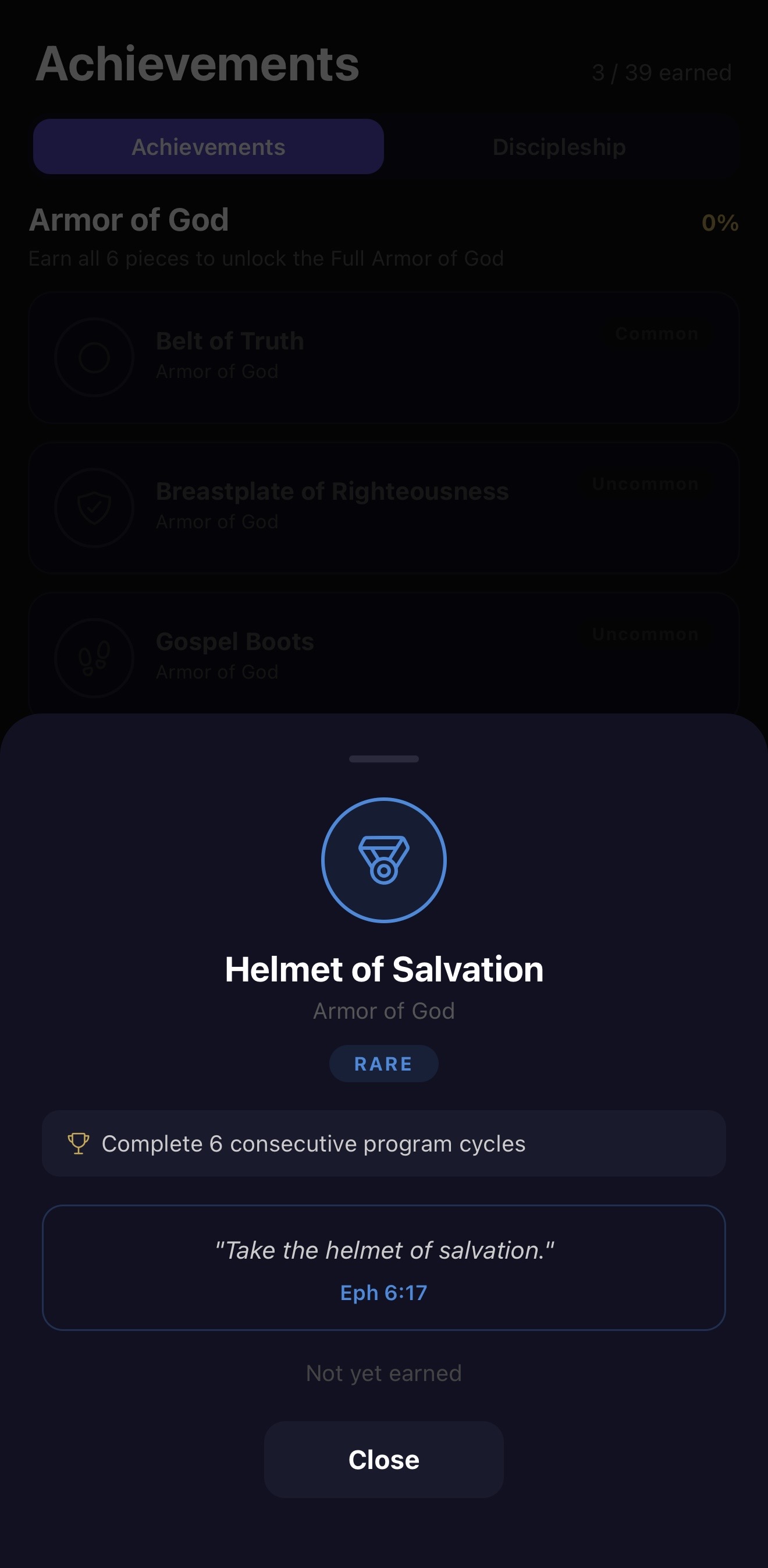 Armor of God achievement cards